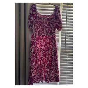 Old Navy Puff Sleeve, Smocked Midi Dress, XXL
